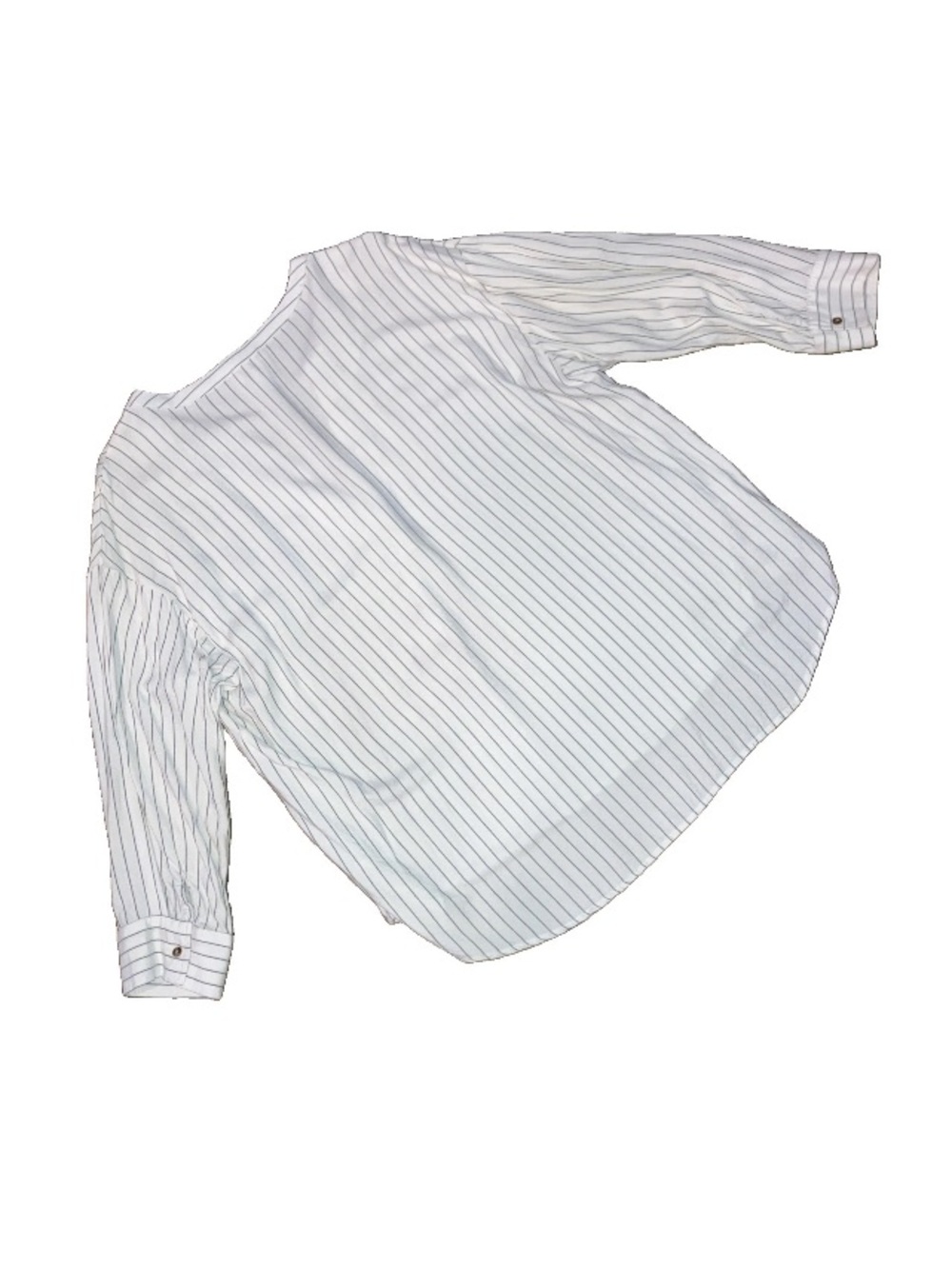 LOFT Lounge White Soft Viscose Popover Tunic V Neck Long Sleeve Blouse Striped L - Picture 3 of 10